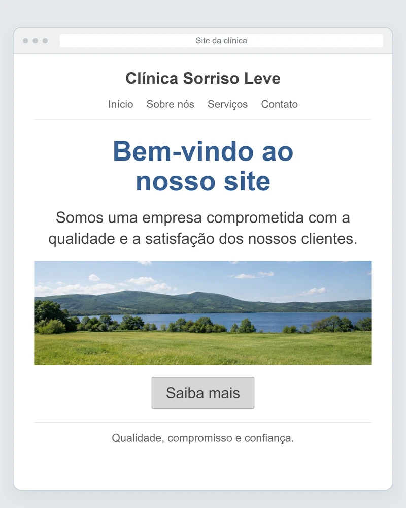 Antes: site genérico de clínica odontológica